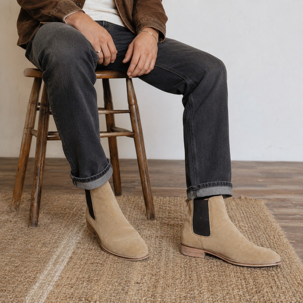 Urban Outfitters Chelsea Boots Suede Ankle Boot‎ Tan Beige Casual Men's Size 9